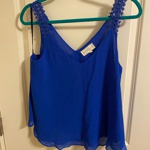 Boutique Blue tank with lace straps